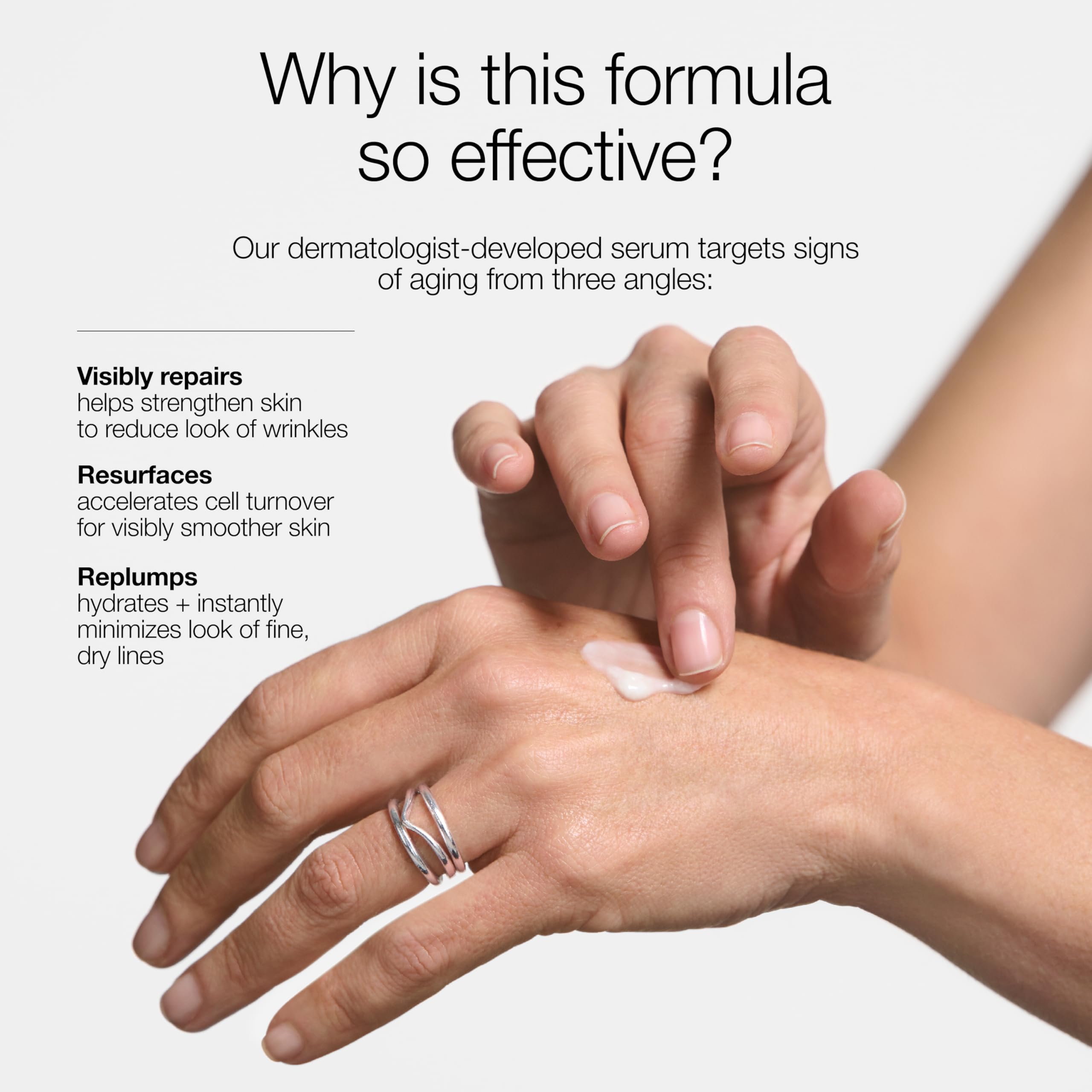 Clinique ingredients panel showing peptides, retinoid, and hyaluronic acid