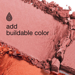 Clinique blush brush and honey swatch demonstrating blendable texture and buildable color payoff for natural glow.