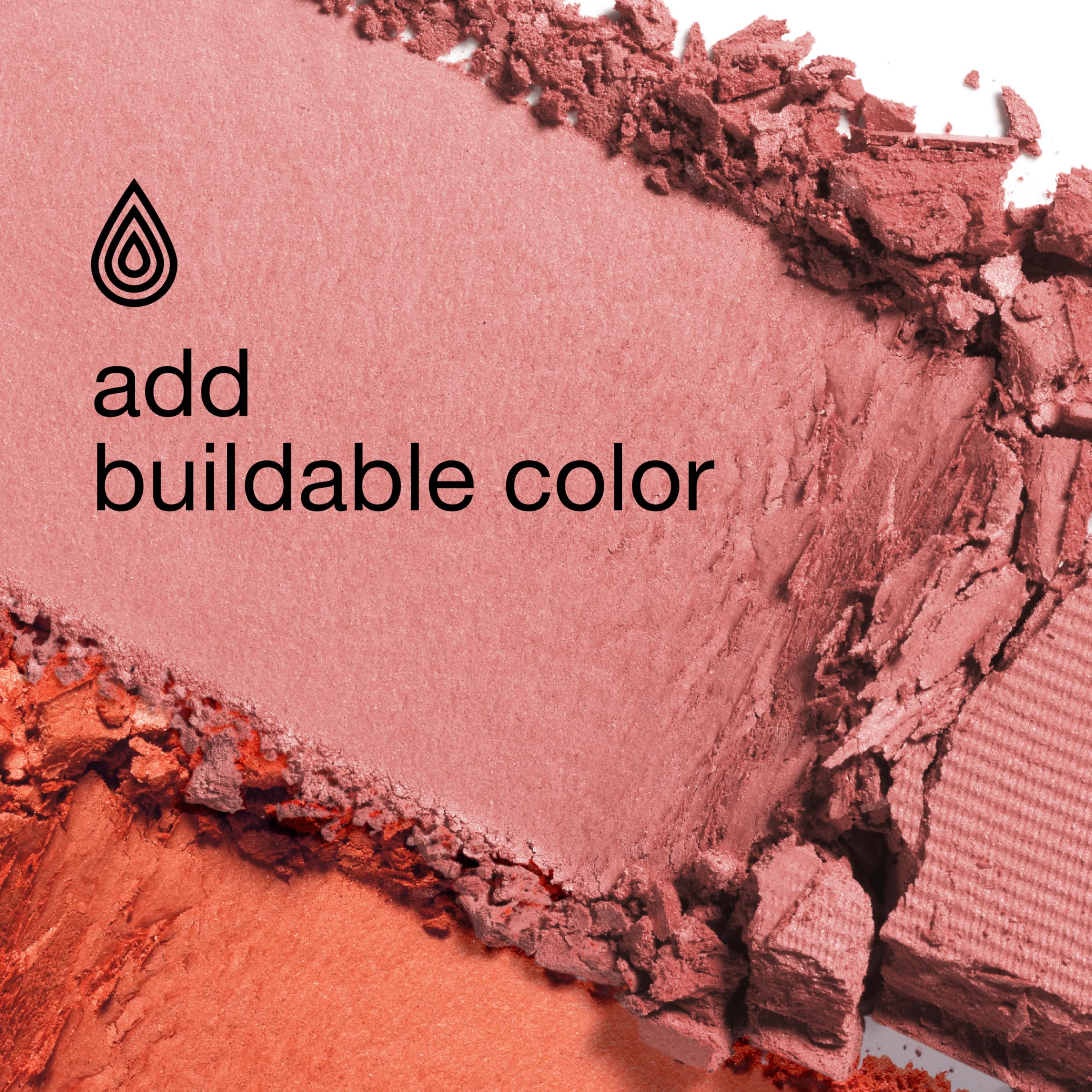 Clinique soft-pressed powder blusher brush and swatch on skin demonstrating buildable natural color