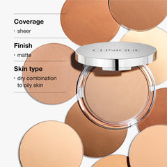 Clinique pressed powder applied on skin reducing shine for natural matte benefit