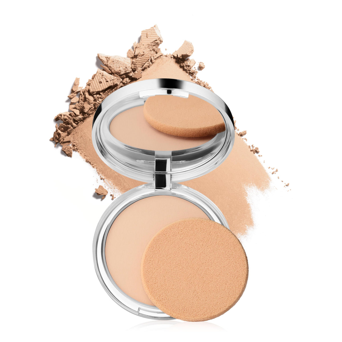 Clinique Superpowder compact front showing shade and compact for convenient touch-ups