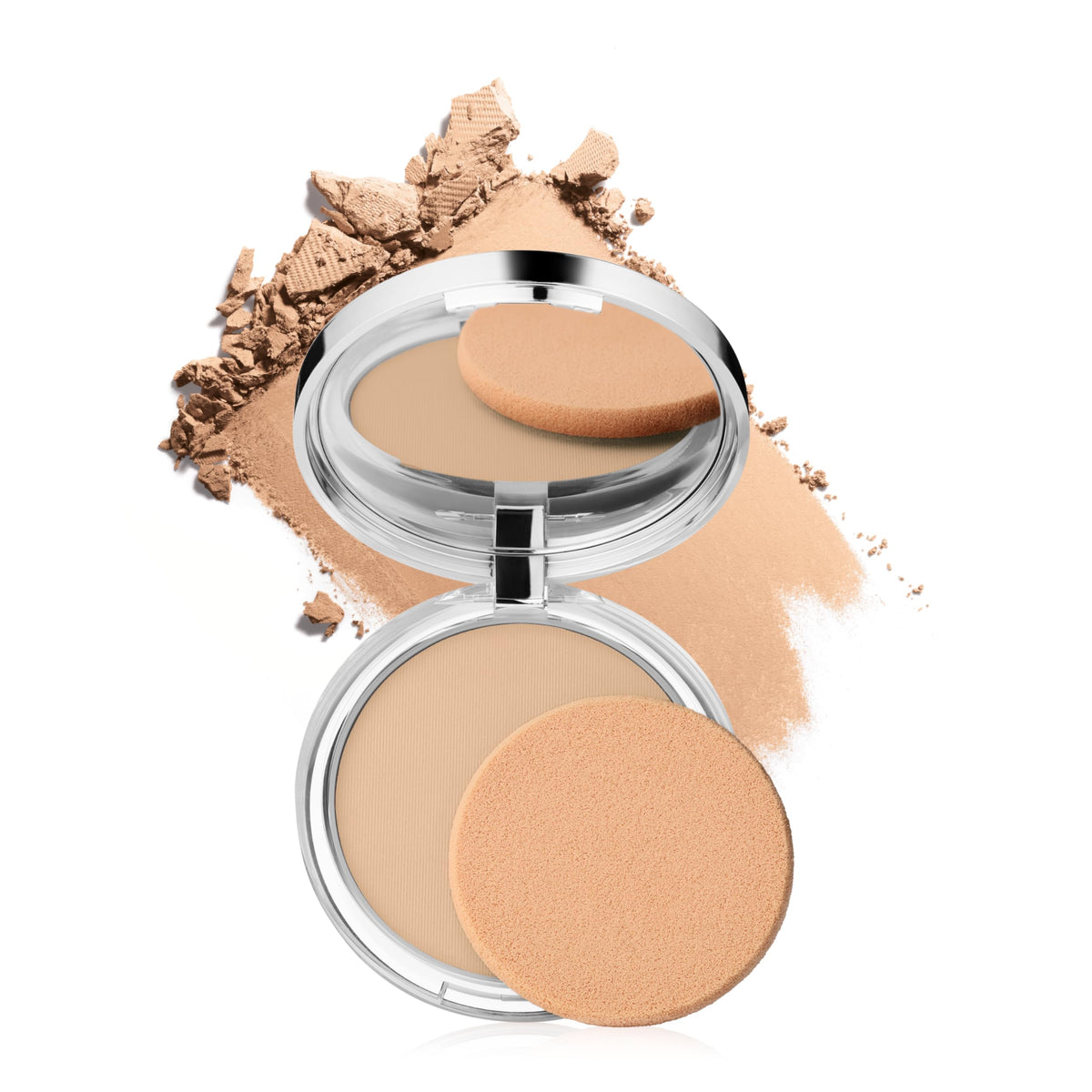 Clinique compact front view showing product and applicator for convenient touch-ups