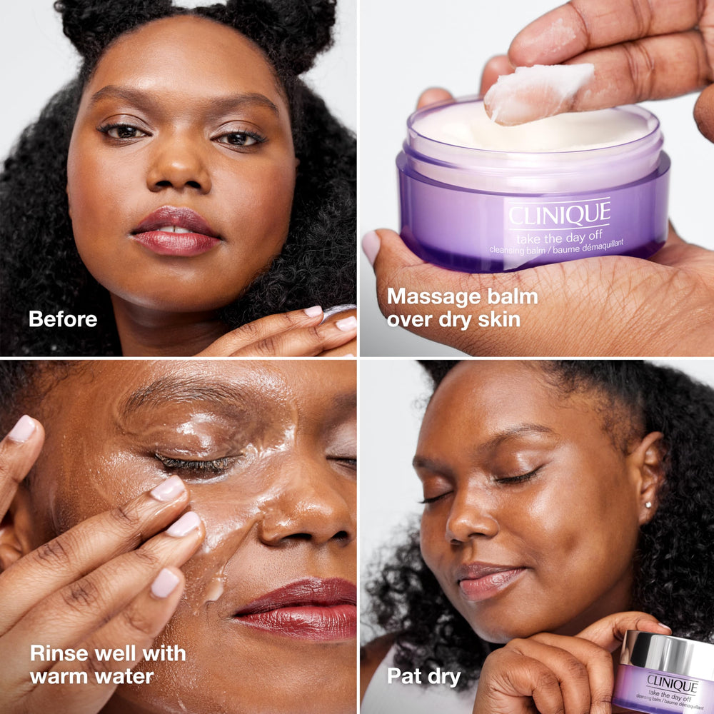 Clinique balm melting into oil on skin illustrating effective makeup dissolving action