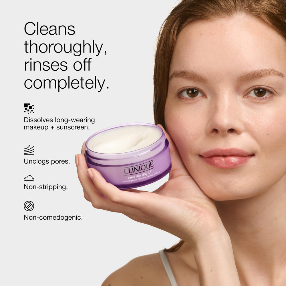 Clinique balm texture close-up showing silky, solid-to-oil consistency for easy melting