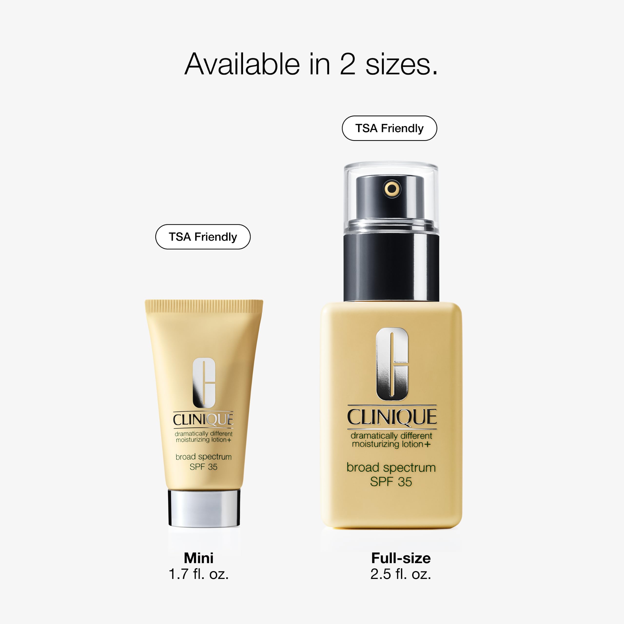 Clinique travel-sized bottle next to everyday items for easy portability