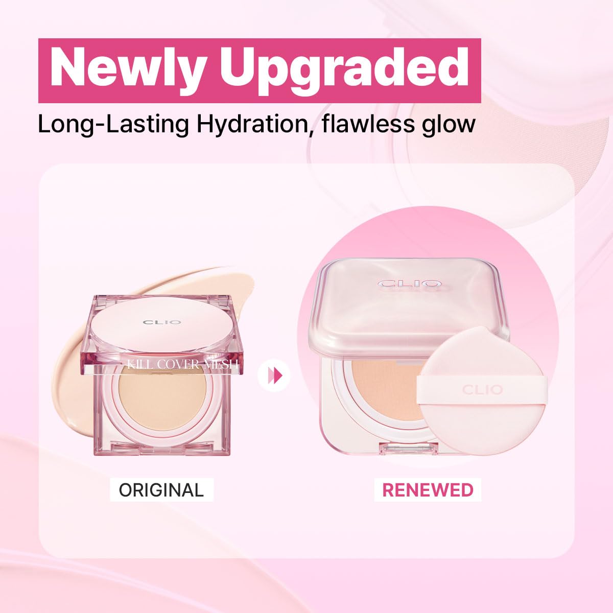 CLIO PROFESSIONAL before and after face comparison showing even, radiant finish