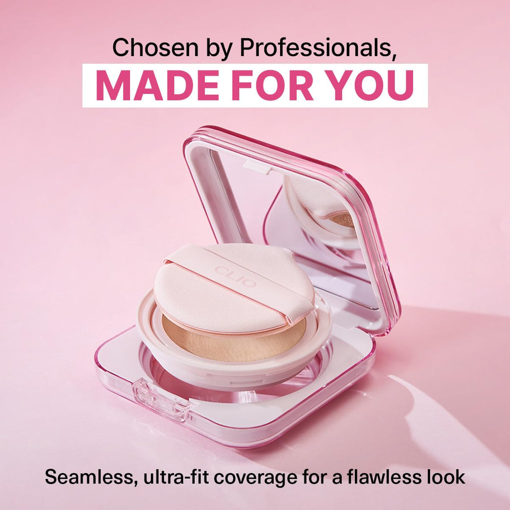 CLIO PROFESSIONAL cushion on vanity styled scene showing daily routine benefit