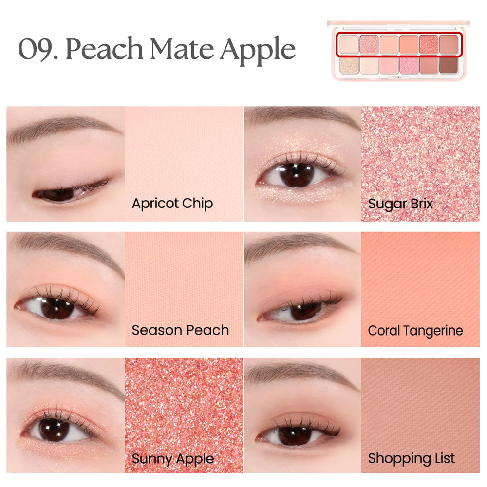CLIO on model in daylight showing natural peach eye look and flattering tone