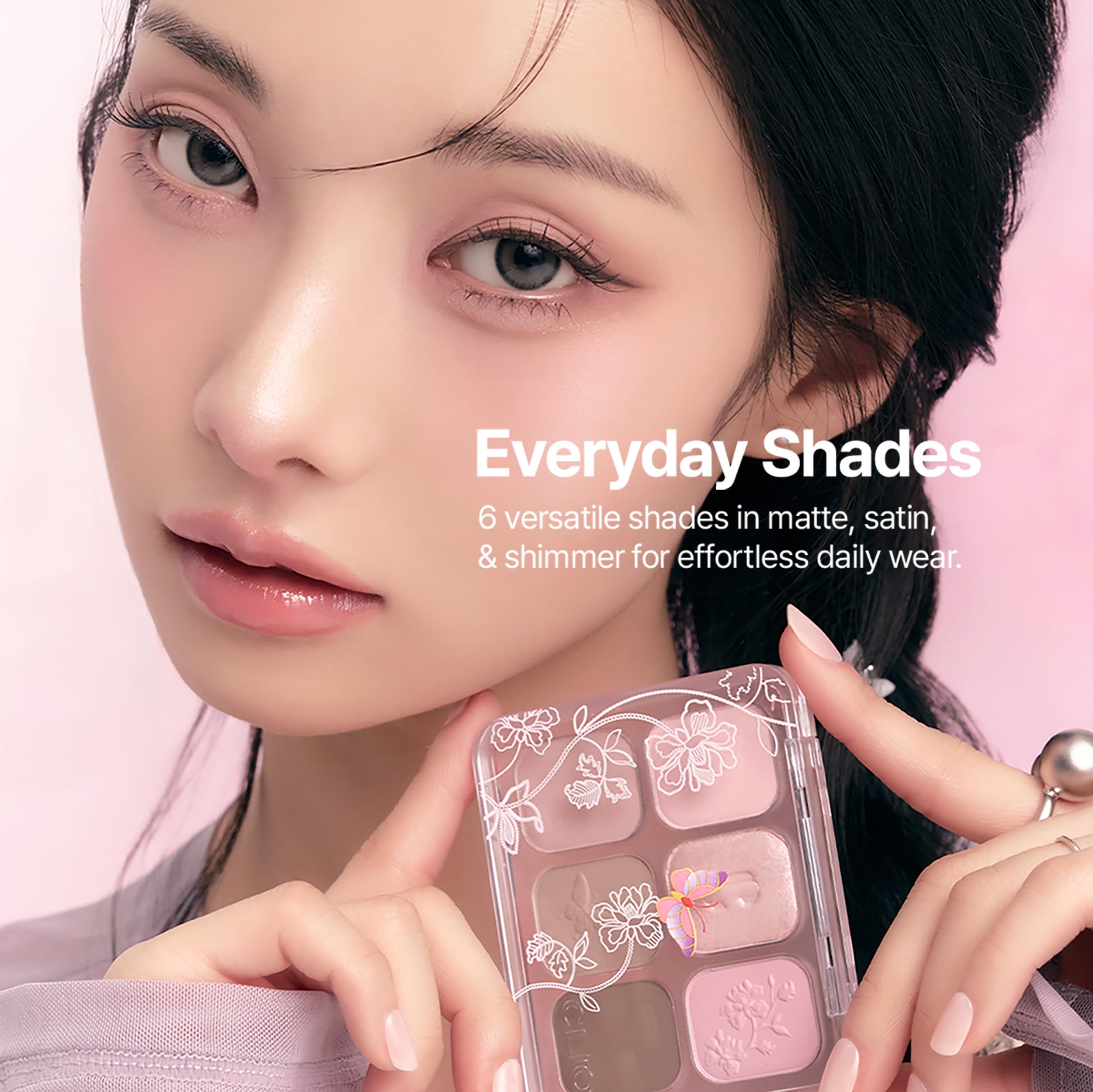 CLIO PROFESSIONAL close-up shimmer texture, creaseless sparkle with low fallout