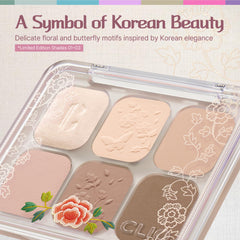 CLIO PROFESSIONAL six-pan layout displaying matte, satin, shimmer versatility