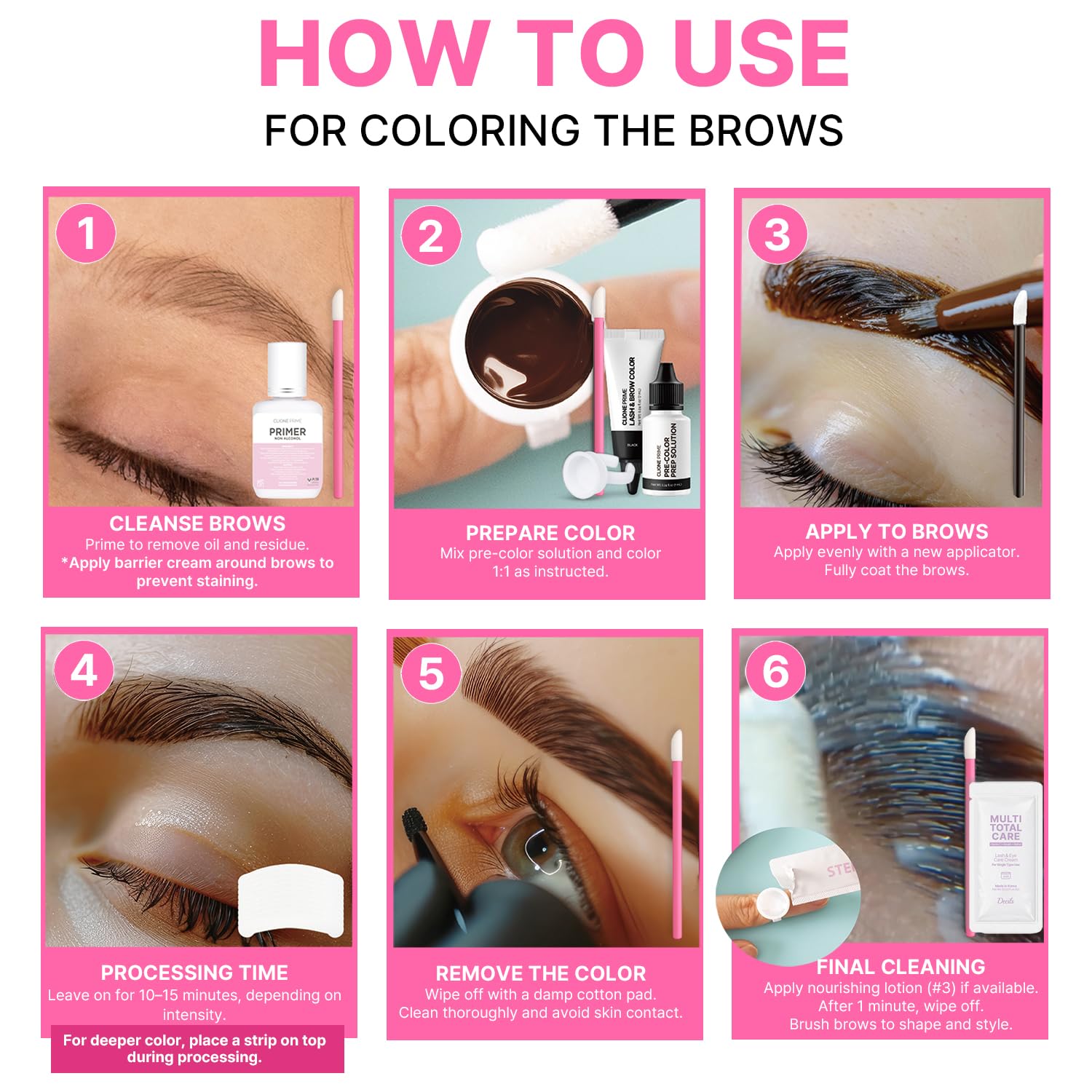 CLIONE PRIME brow lamination in use illustrating controlled hair shaping
