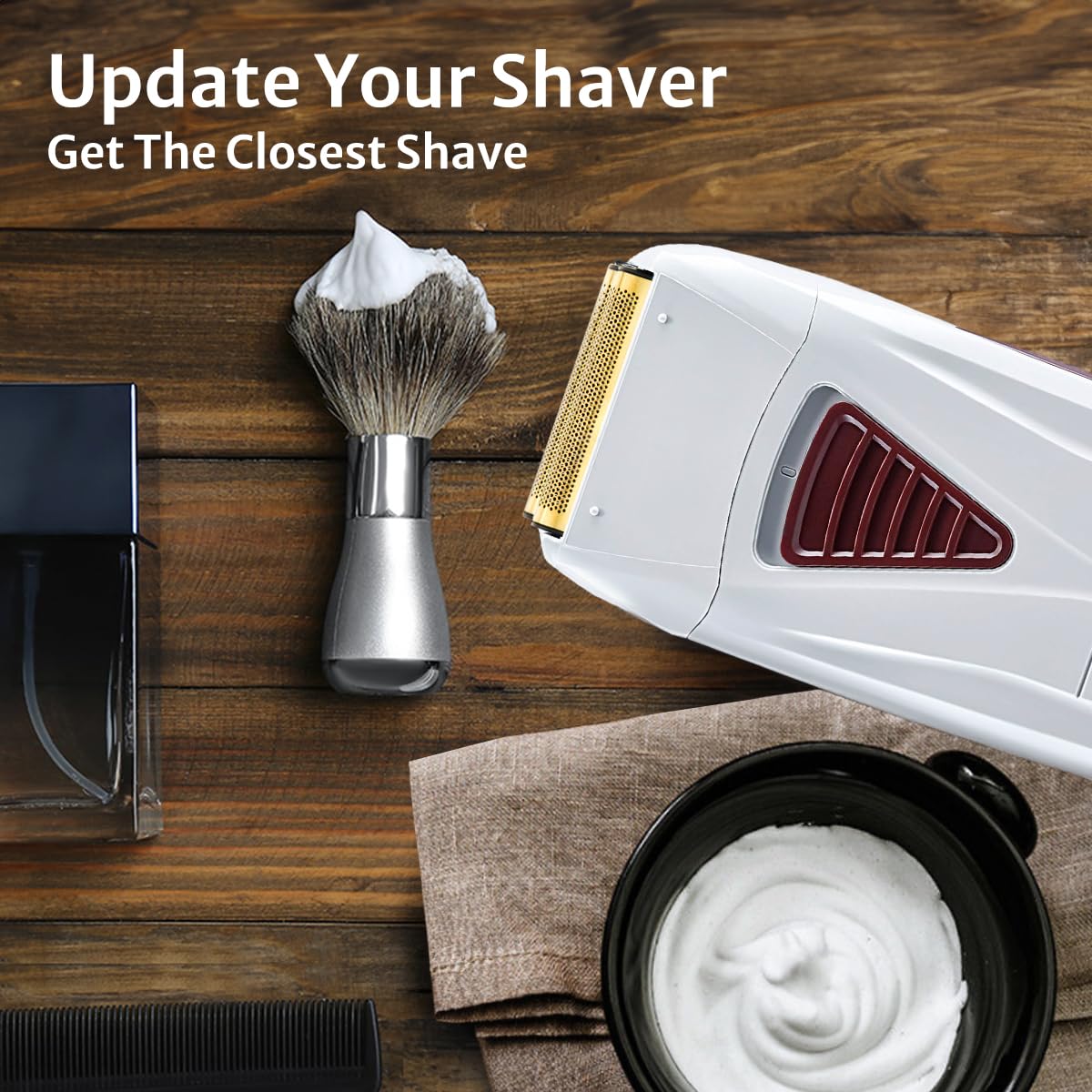 CLIPFIT foil pack on bathroom counter showing ready-to-use replacement for smooth shaves