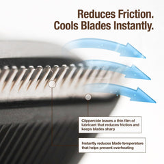 CLIPPERCIDE protective lubricant film on blade edge helping prevent rust