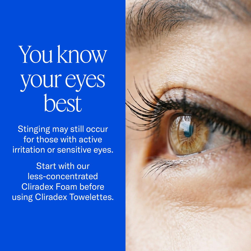 Cliradex product pictured with eye care vitamins to suggest comprehensive eye routine