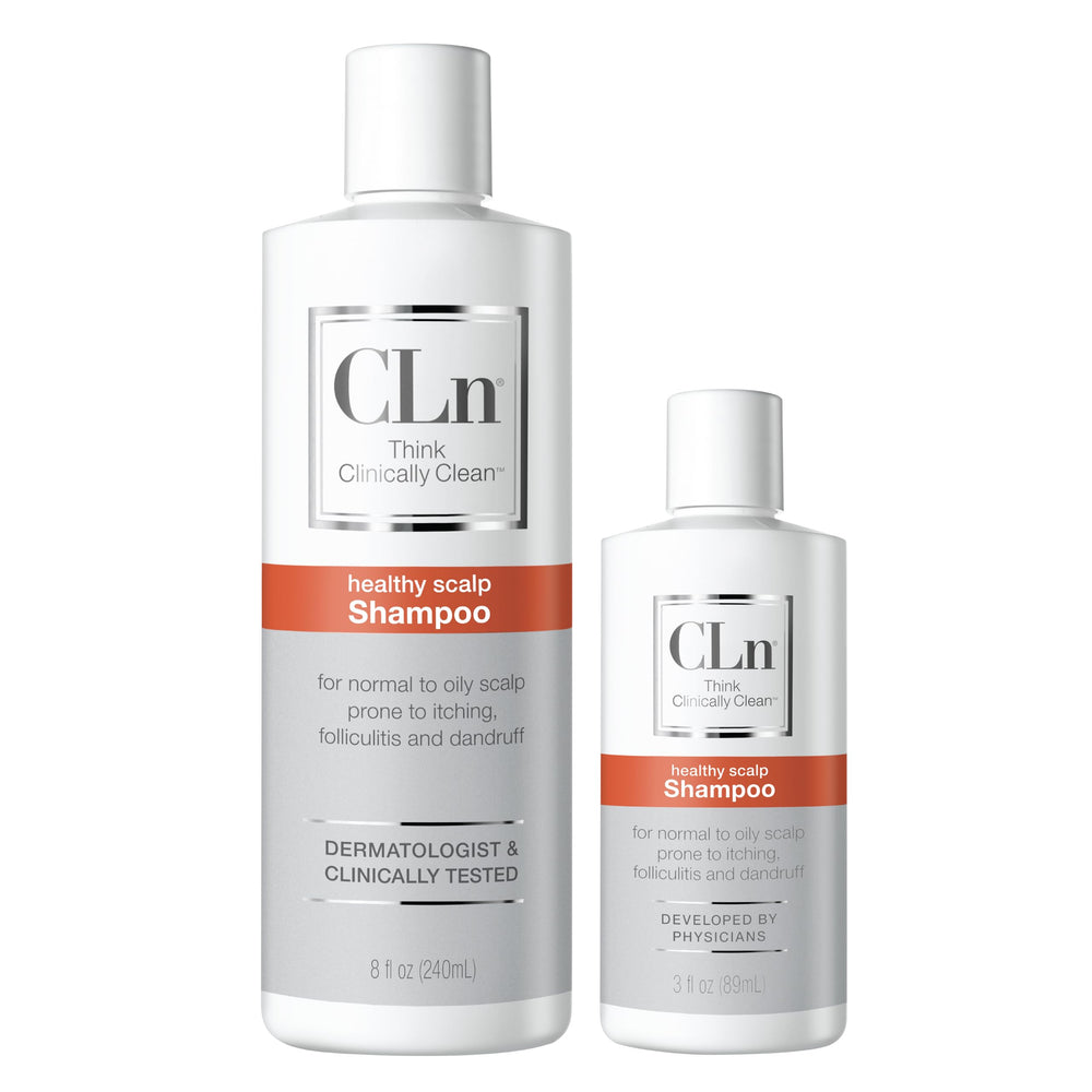 CLn on bathroom shelf with towel, clinical clean look benefit