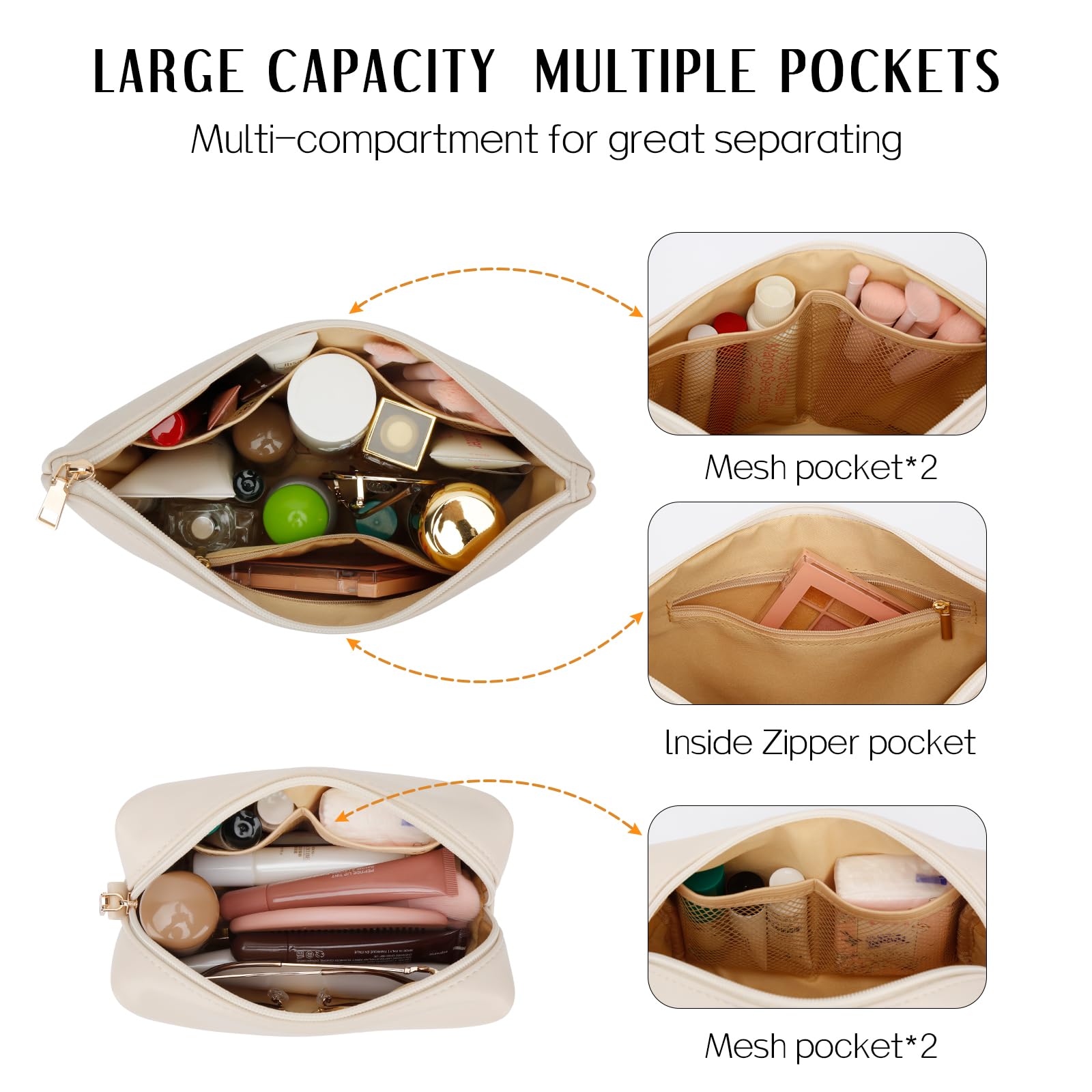 CLOUDWINGS interior pockets and compartments keeping brushes and tubes upright