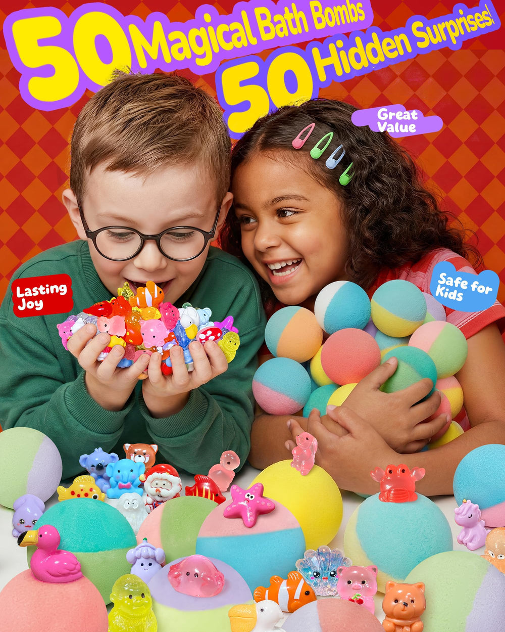 CLOUQUAR bath bomb fizzing in tub with child-safe fun and vibrant color