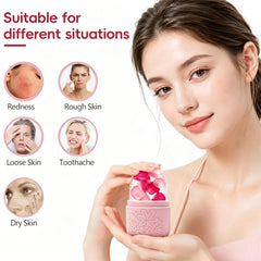 CLRDZN ice roller being used to reduce puffiness and refresh skin