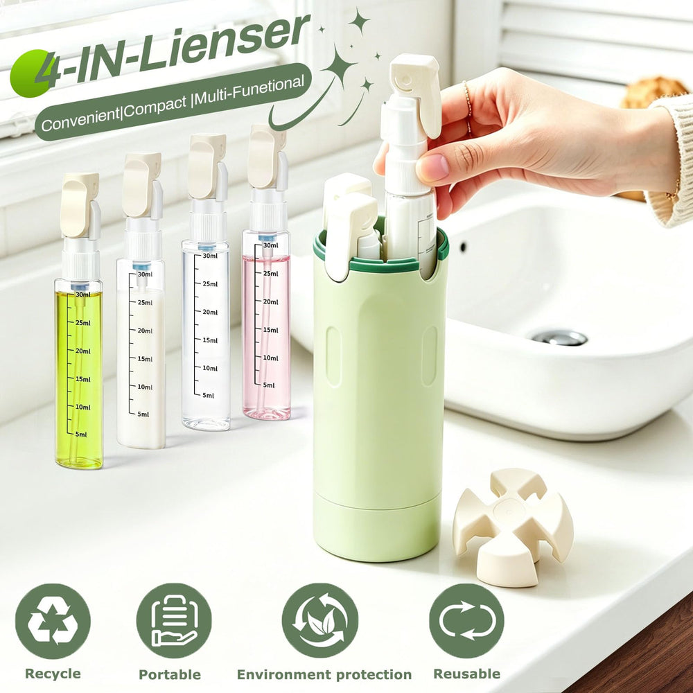 CLRDZN dispenser in use on a hotel sink demonstrating tidy travel setup