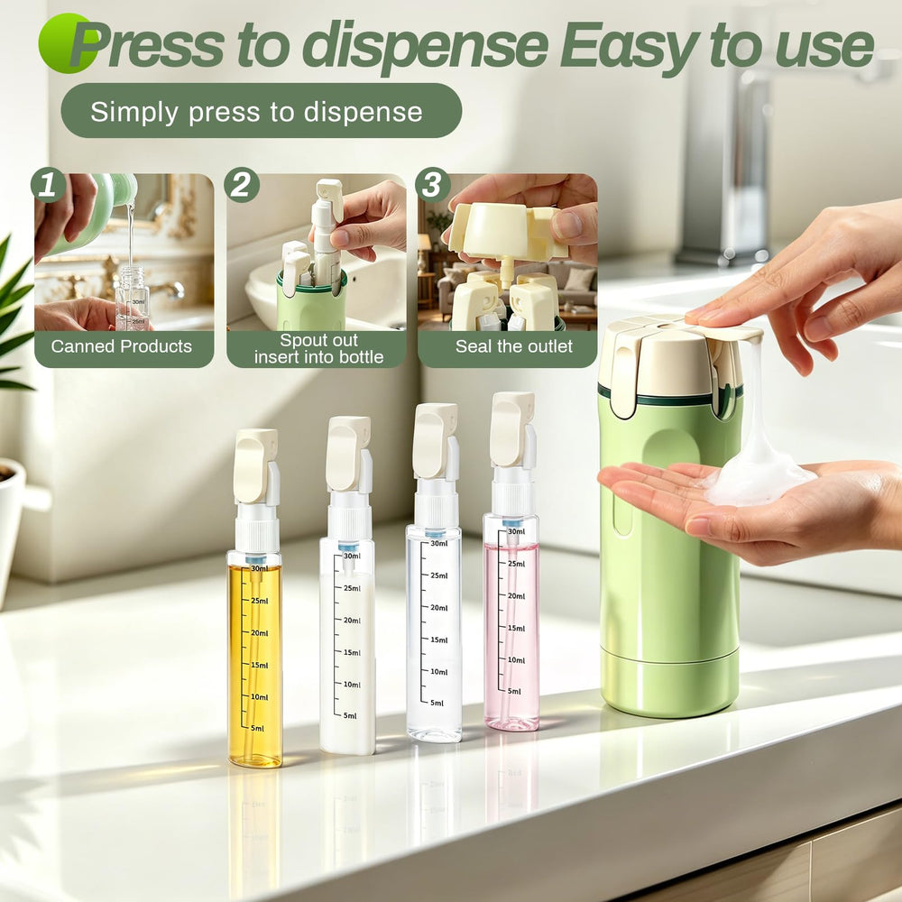CLRDZN dispenser packed inside a carry-on bag showing space-saving advantage