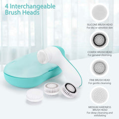 CLSEVXY arranged brush heads highlighting four interchangeable options for tailored cleansing