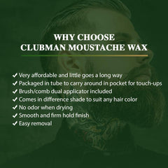 Clubman moustache wax side stack of five tins highlighting value pack convenience