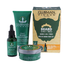 Clubman Pinaud front packaging showing full 3-in-1 kit and grooming convenience