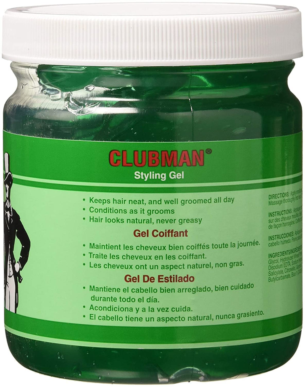 Clubman open jar showing smooth gel texture for easy scooping and application benefit