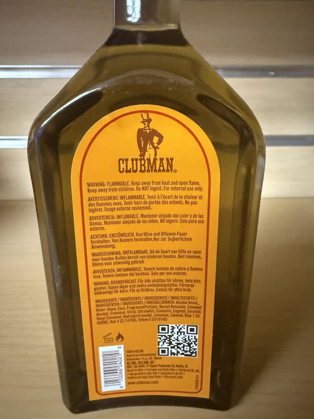 Clubman bottle on bathroom vanity conveying grooming routine benefit