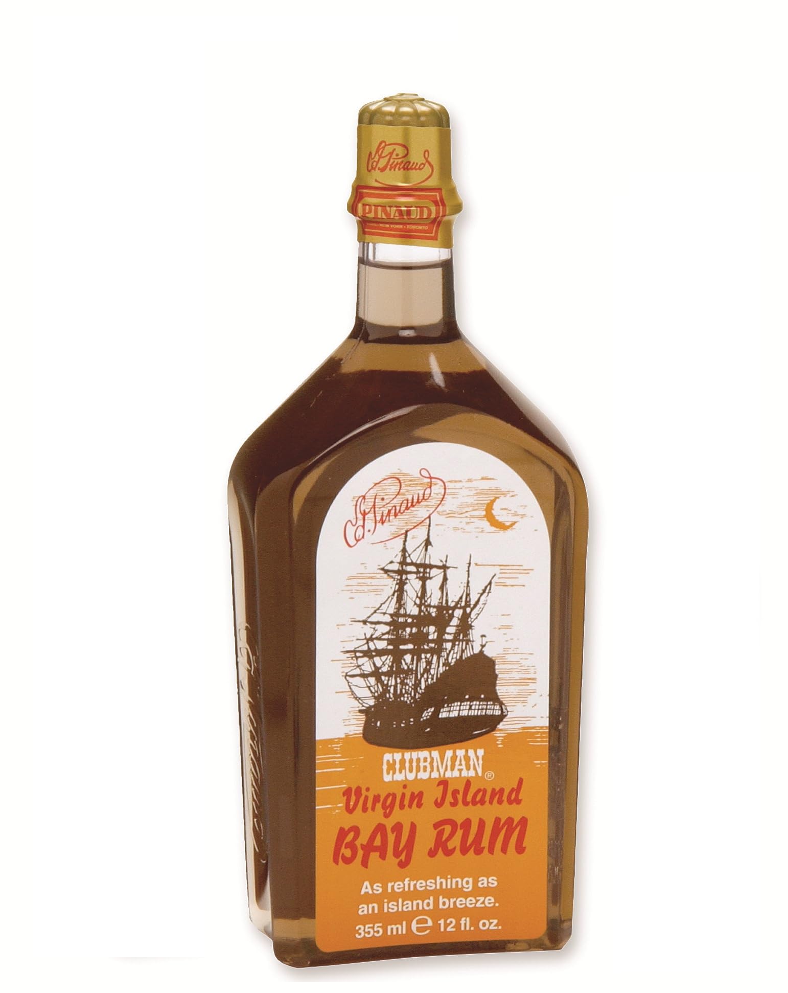 Clubman bottle front packaging showing classic bay rum benefit
