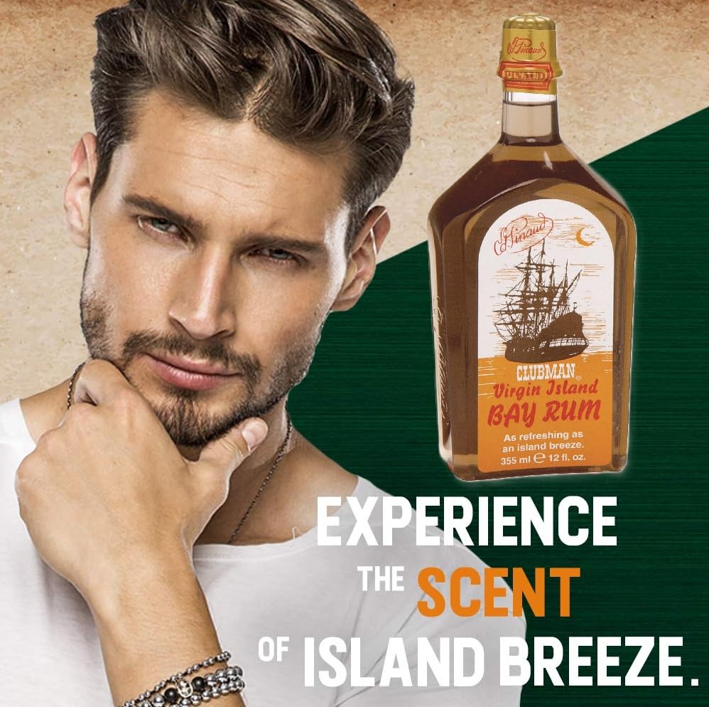 Clubman label closeup highlighting ingredients and vintage look