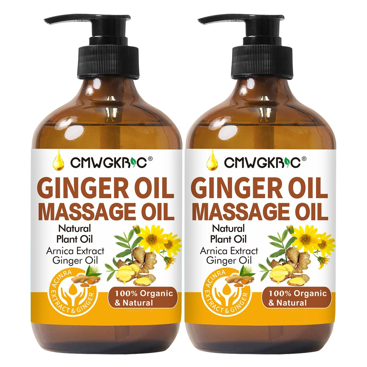 CMWGKBC front packaging showing two ginger massage oil bottles for easy refills