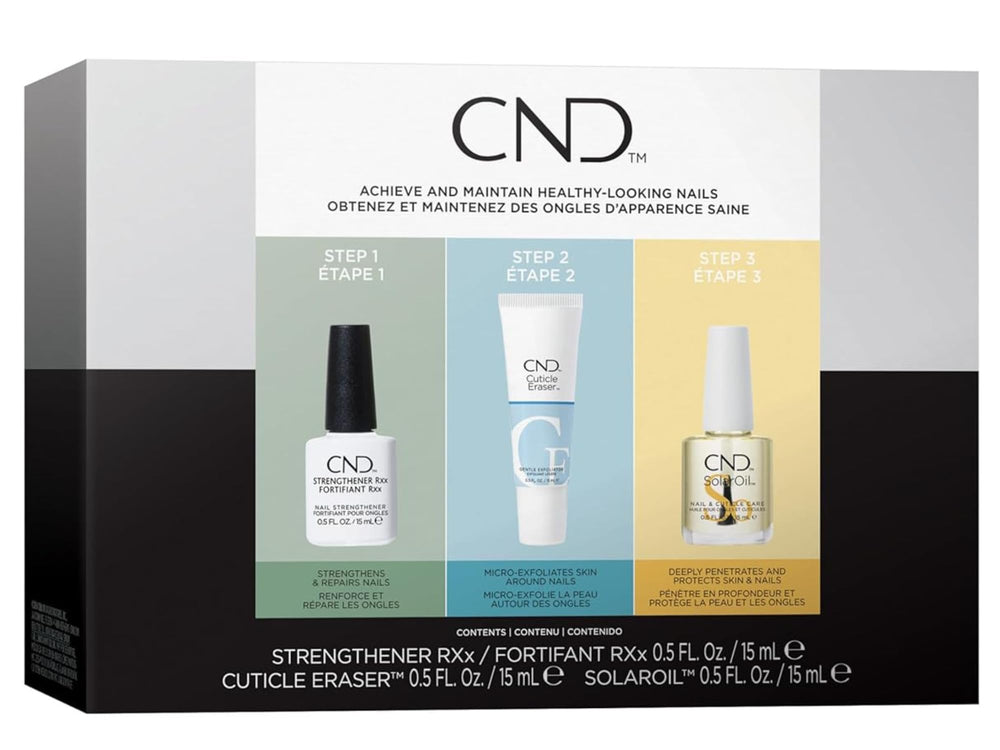 CND kit front packaging showing all three products for complete nail care