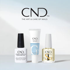 CND Strengthener RXX bottle close-up showing applicator and protective formula