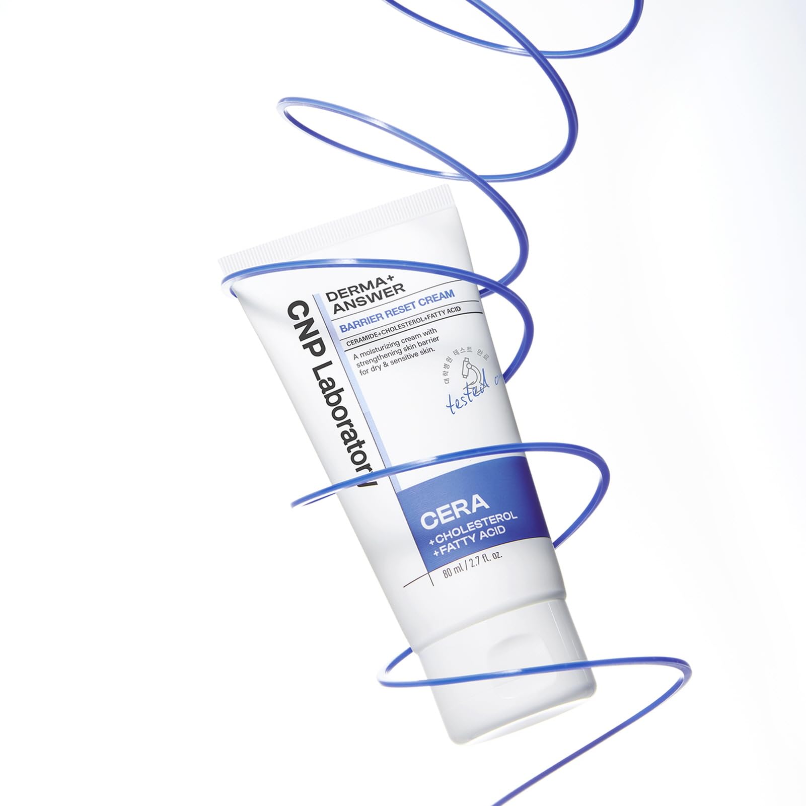 CNP barrier reset cream on bathroom counter lifestyle scene conveying daily use