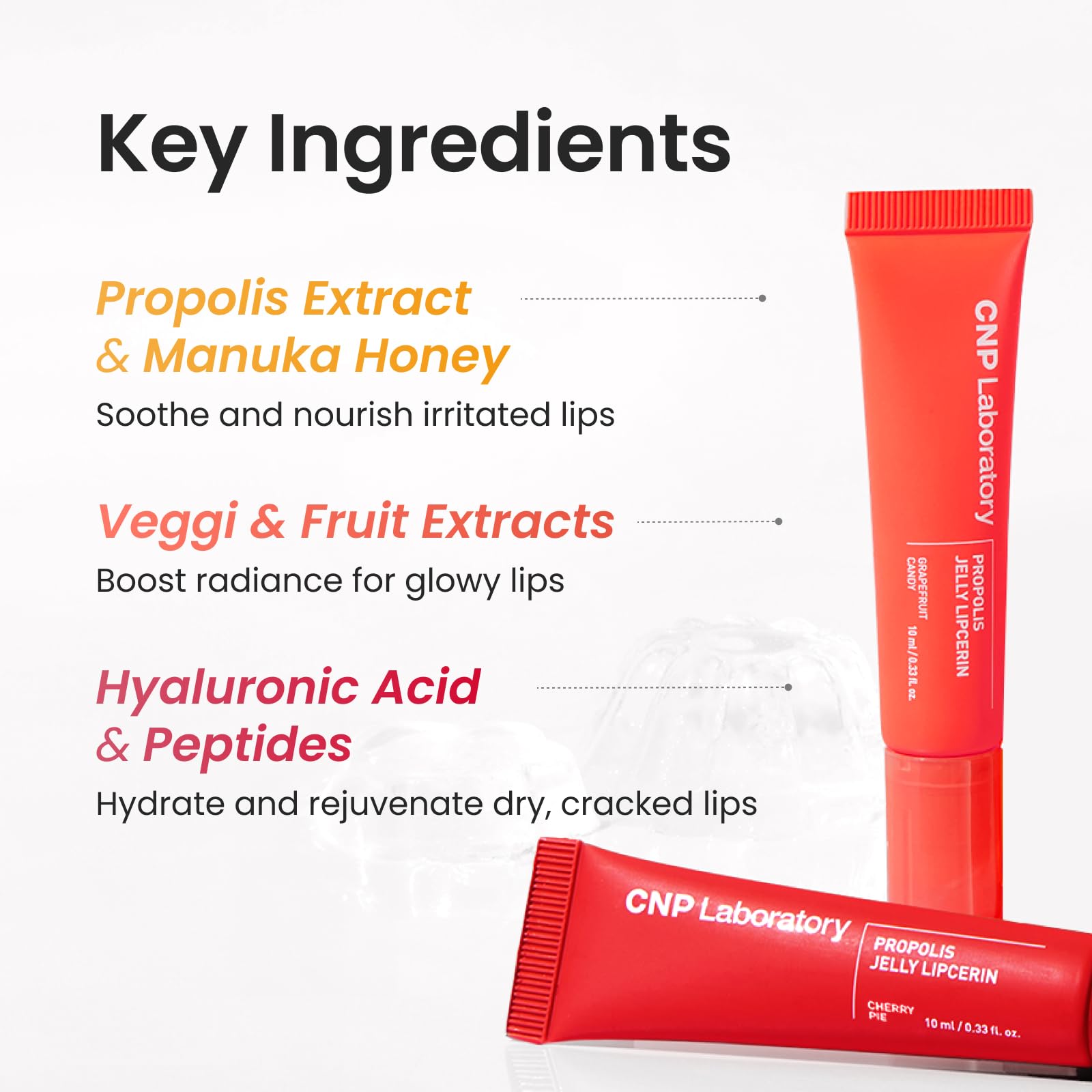 CNP Propolis Jelly Lipcerin size comparison next to coin for pocketable convenience