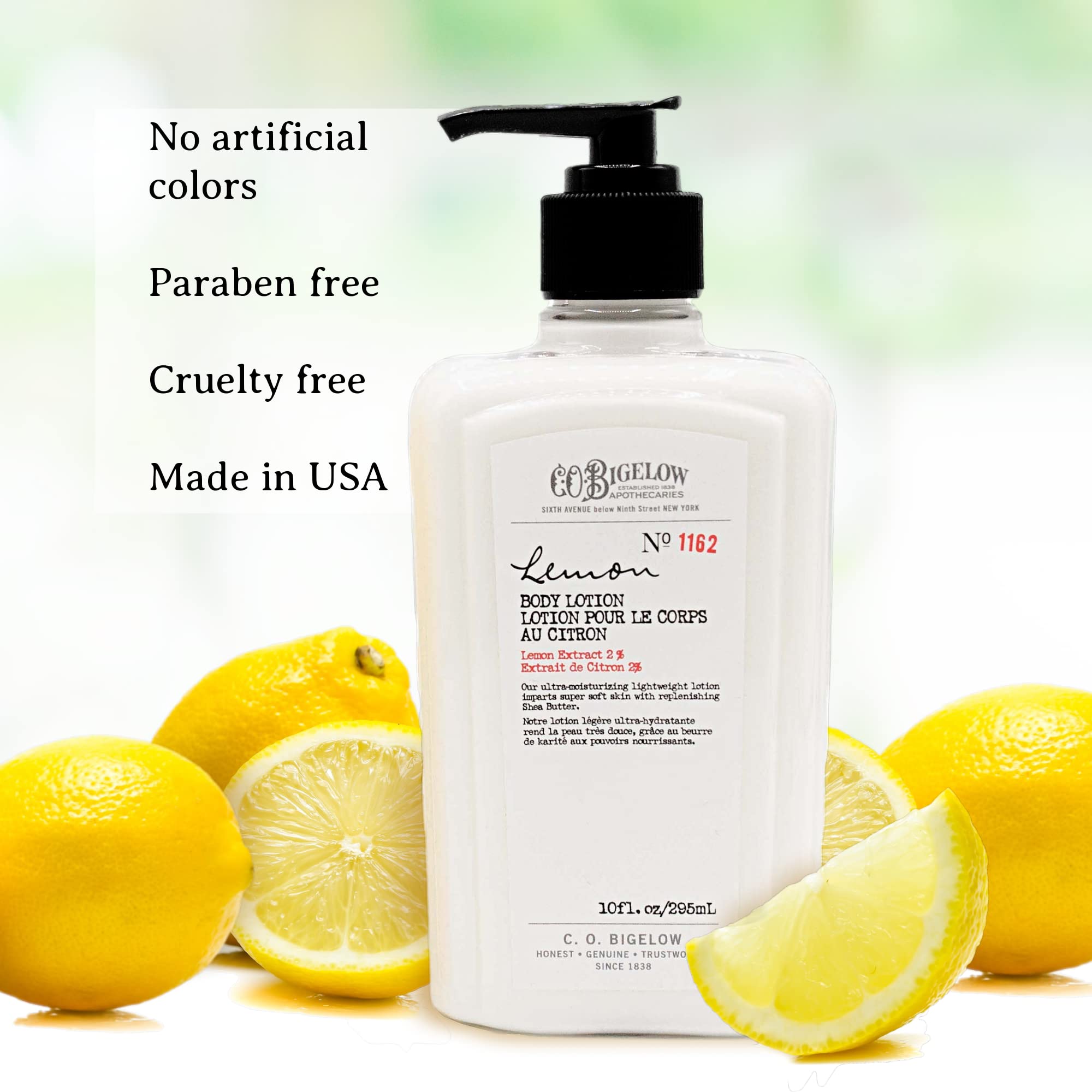 C. O. Bigelow lotion texture close-up showing creamy quick-absorption