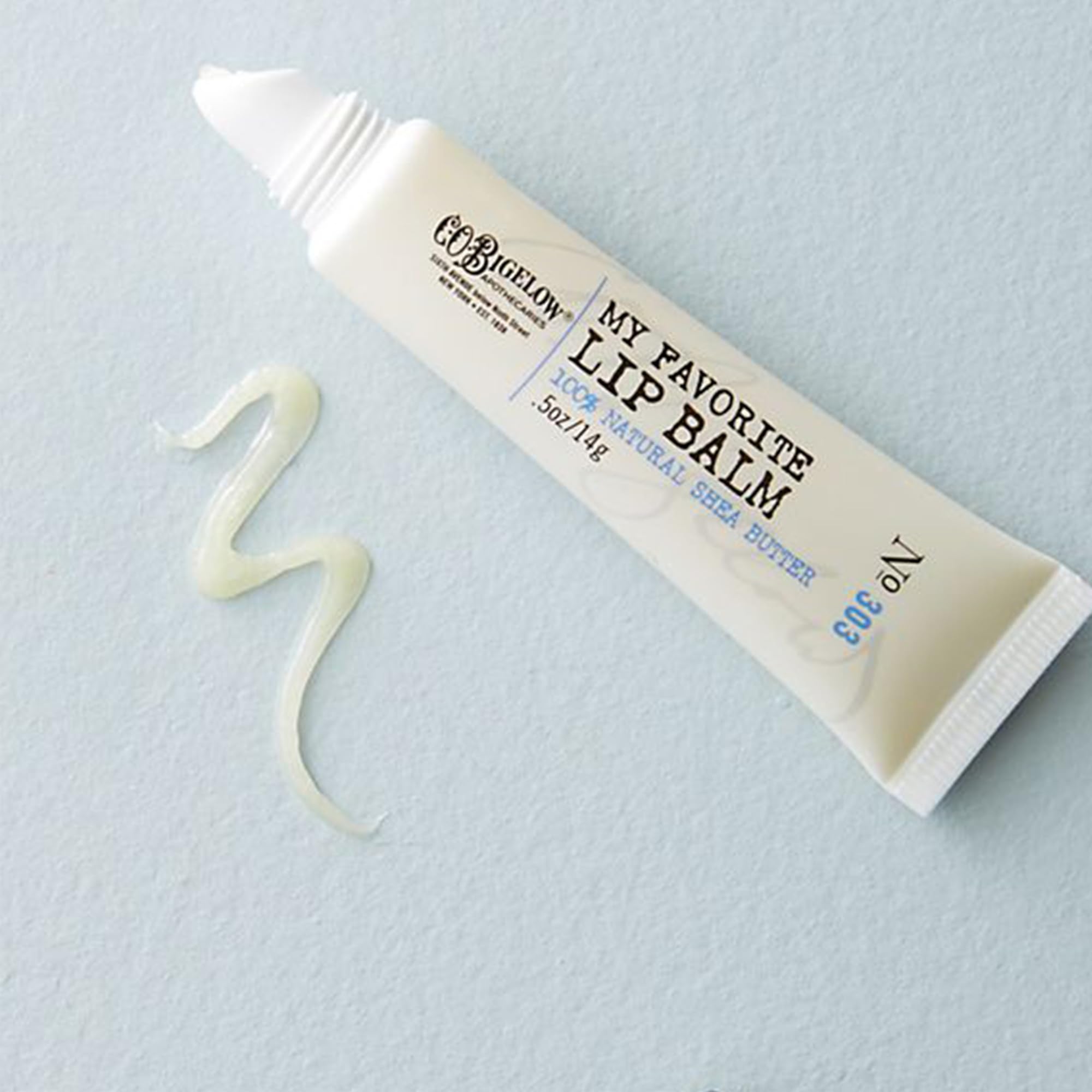 C.O. Bigelow tube on nightstand demonstrating bedside lip care routine