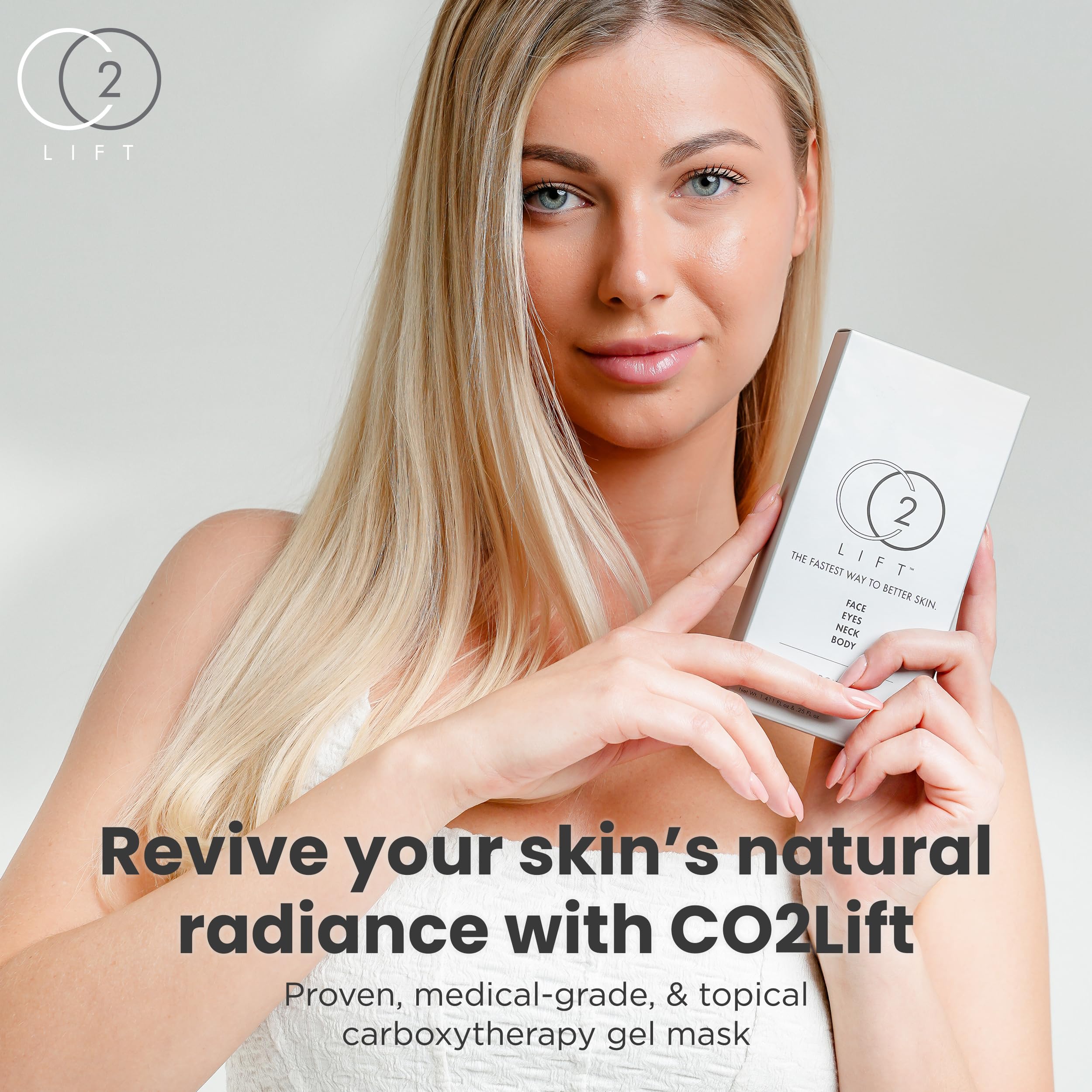 CO2Lift gel texture close-up highlighting smooth cooling gel and hydrating appearance