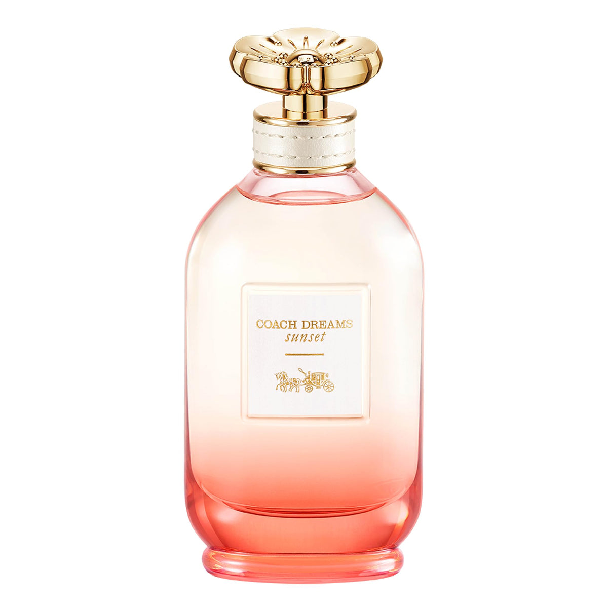 Coach bottle front view showing elegant design and travel-ready size benefit