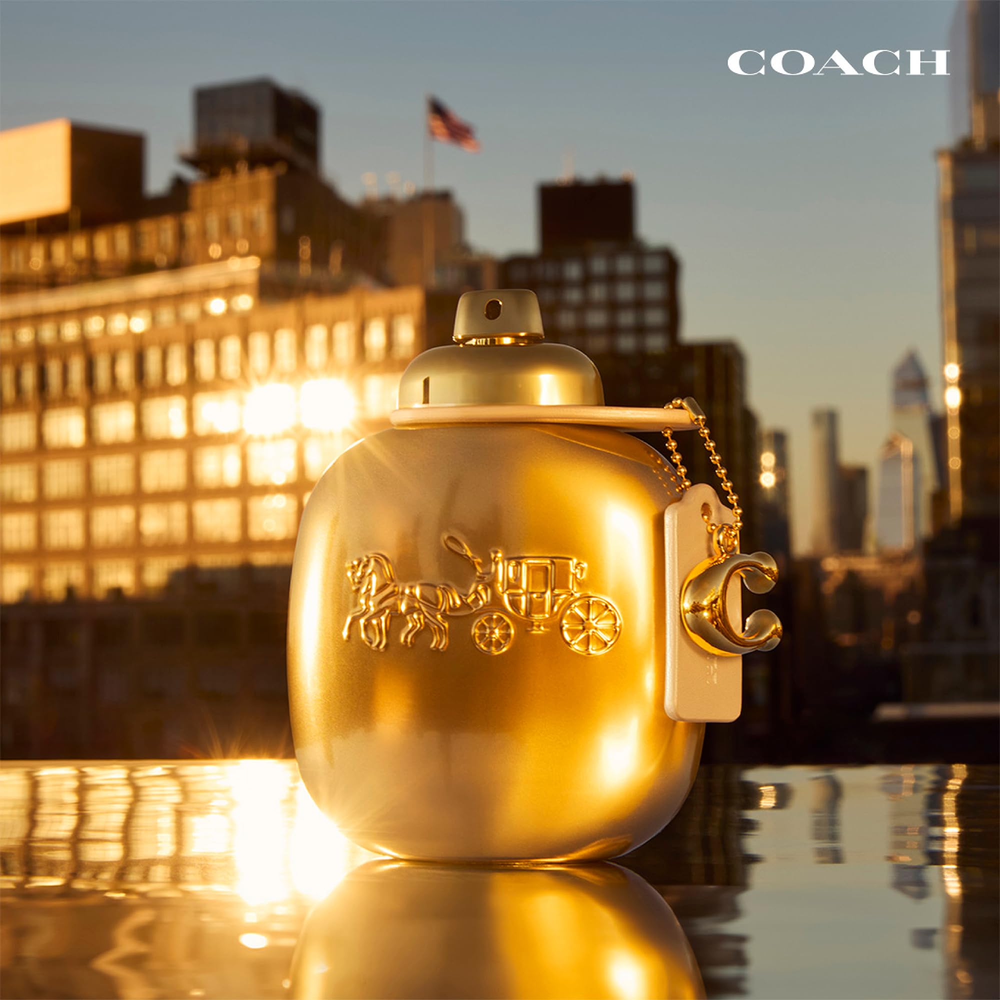Coach gold applied on wrist demonstrating glow and lasting scent