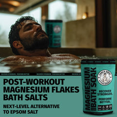 Coach Soak close-up of flaky texture, highlighting pure Dead Sea magnesium visibility