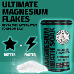 Coach Soak wooden scoop filled with magnesium flakes, showing easy measuring benefit