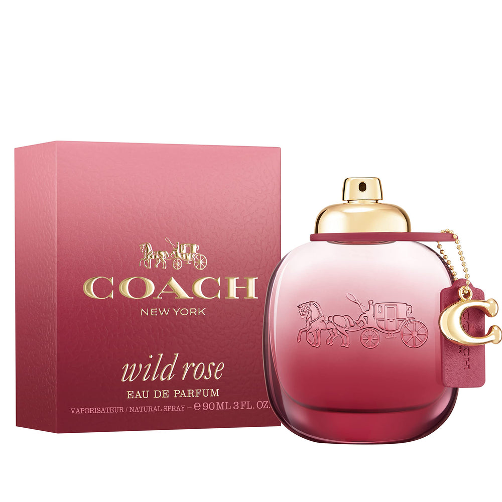 Coach Wild Rose atomizer detail highlighting spray nozzle for easy application