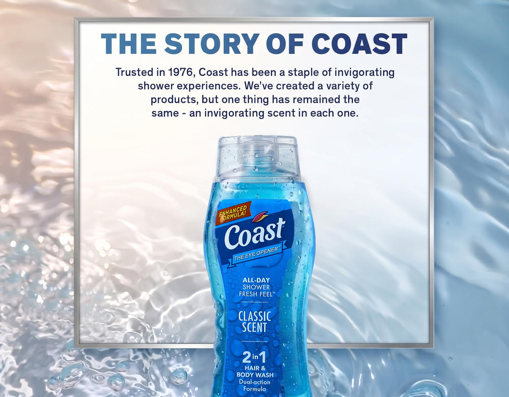 Coast next to hand to show scale of 18 fl oz bottle for value and portability