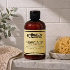 C. O. Bigelow label close-up highlighting ingredients and premium quality