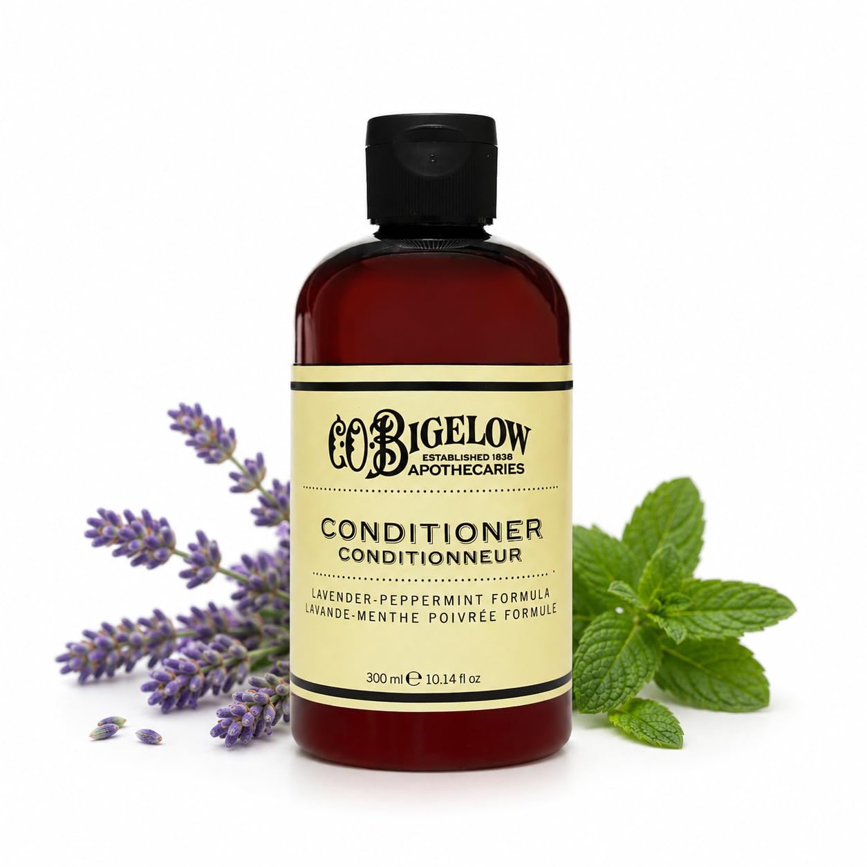 C. O. Bigelow front bottle view showing product and calming scent benefit