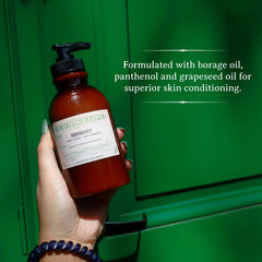 C. O. Bigelow applying lotion to hands to show immediate softening benefit