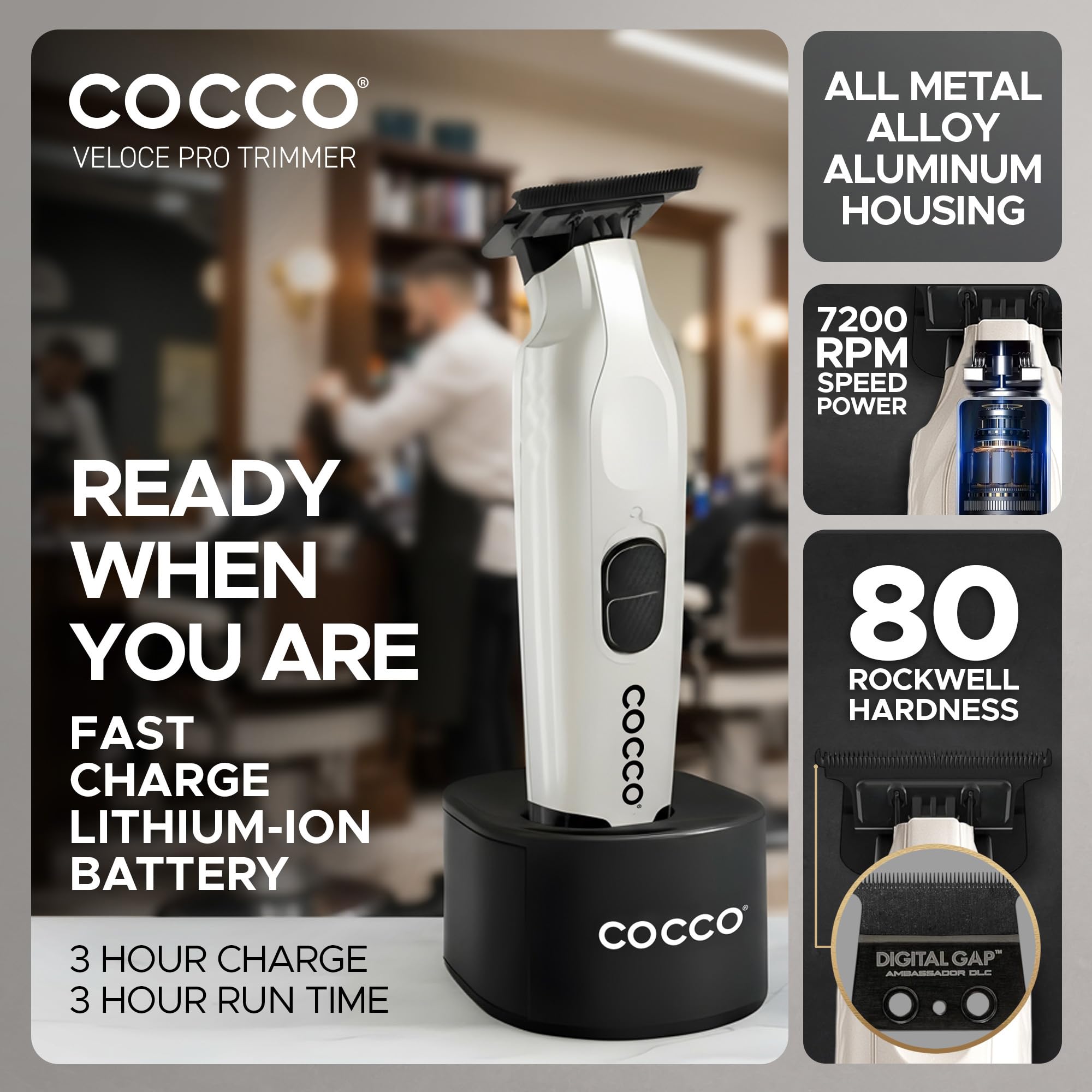 Cocco Veloce Pro held in hand showing compact scale and comfortable ergonomic control