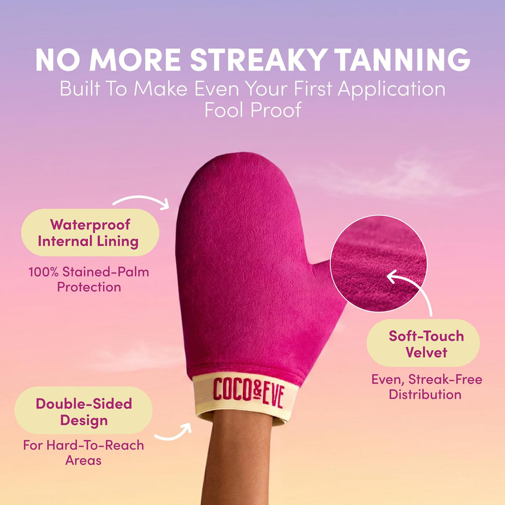 Coco & Eve mousse being applied on arm showing immediate guide tint and blend benefit